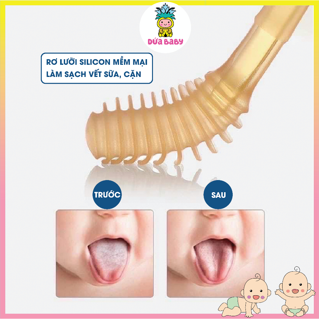 Set Rơ Lưỡi, Tưa Lưỡi Và Bàn Chải Silicon Cao Cấp Cho Bé Từ 0-18M