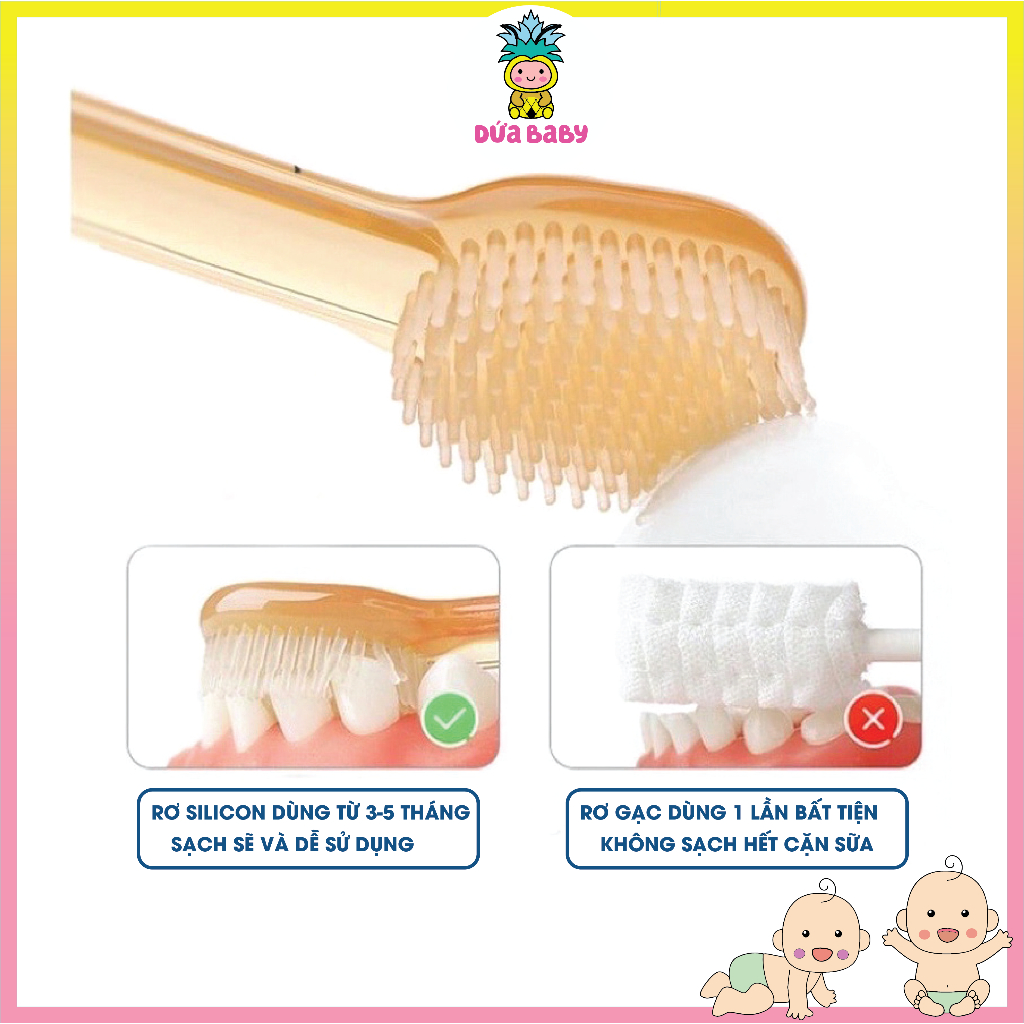 Set Rơ Lưỡi, Tưa Lưỡi Và Bàn Chải Silicon Cao Cấp Cho Bé Từ 0-18M