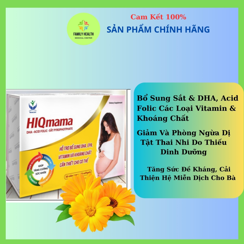 HIQmama - Bổ sung Acid Folic + DHA cho phụ nữ có thai và đang cho con bú