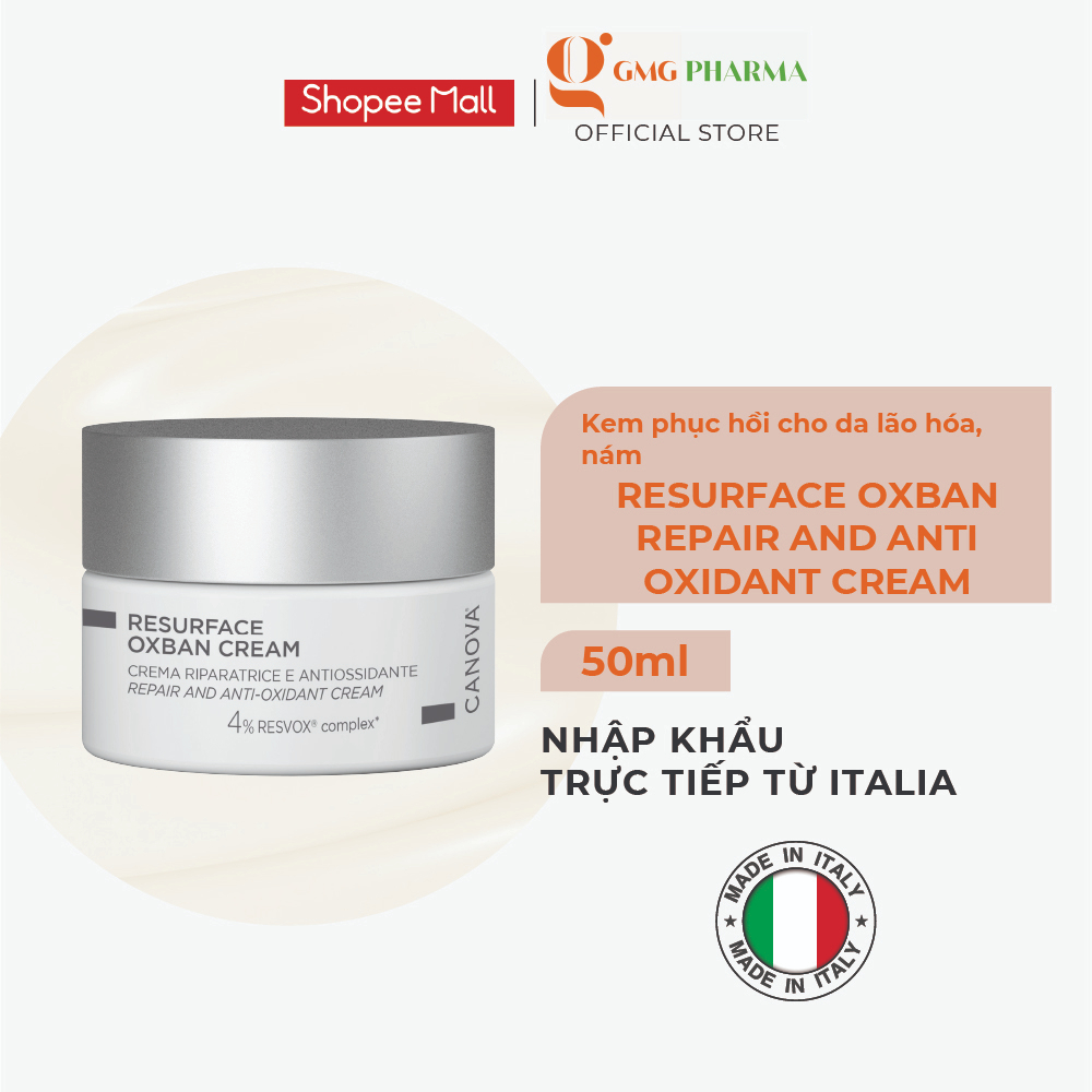 Kem phục hồi Canova Resurface Oxban Cream Crema Riparatrice E Antiossidante, Repair And Anti Oxid cho da lão hóa, nám