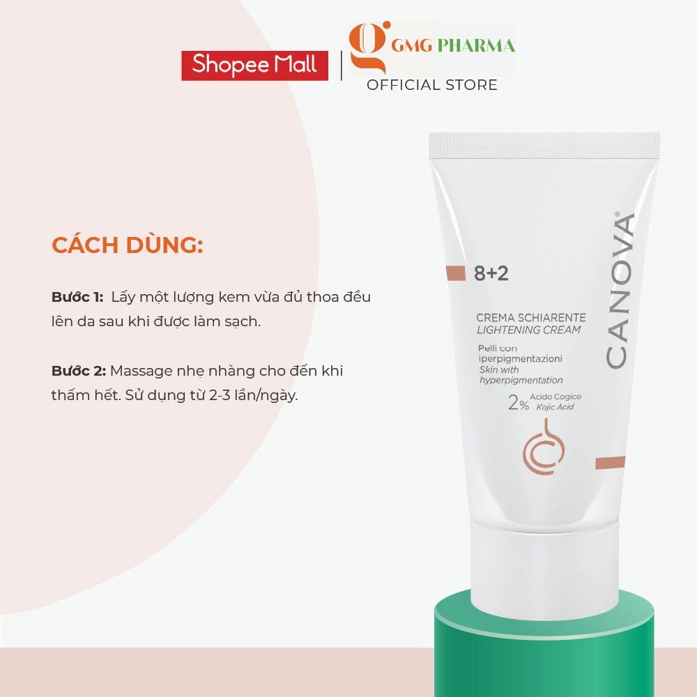 Kem làm mờ nám, sáng da ngày - đêm Canova 8+2, Lightening Cream 50ml