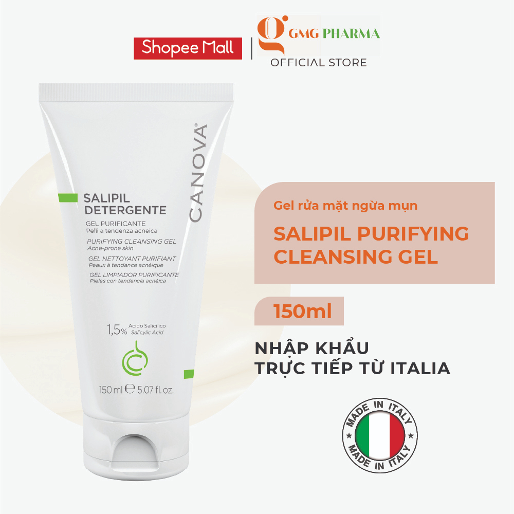 Gel rửa mặt ngừa mụn, thanh lọc da Canova Salipil Detergente - Purifying Cleansing Gel 150ml