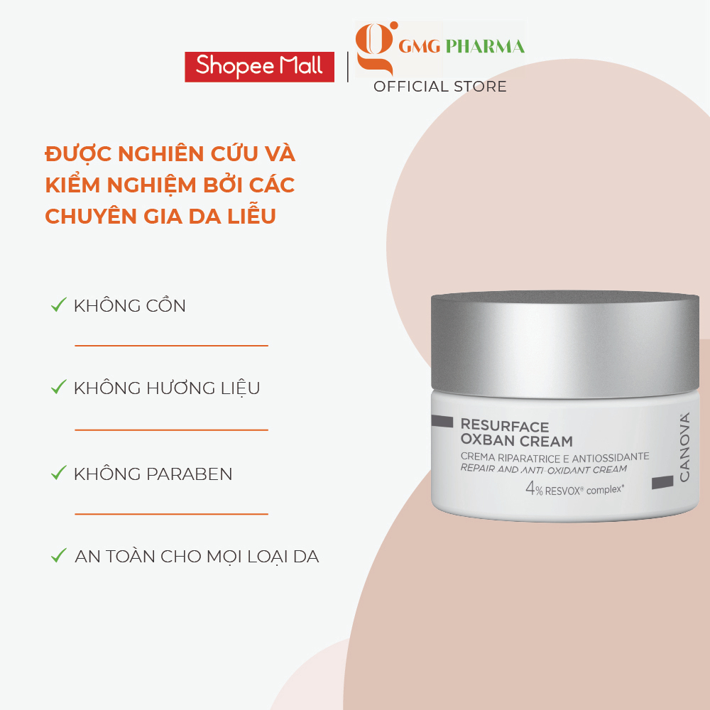 Kem phục hồi Canova Resurface Oxban Cream Crema Riparatrice E Antiossidante, Repair And Anti Oxid cho da lão hóa, nám