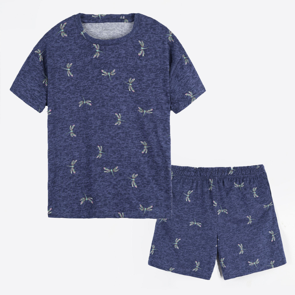 Bộ đồ nữ quần đùi hoa nhí Falumar, set quần áo mặc nhà chất cotton cho thanh niên, trung niên