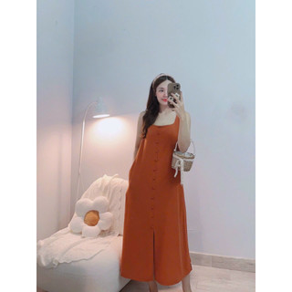 ĐẦM MAXI XẺ TÀ PHỐI NÚT KIỂU