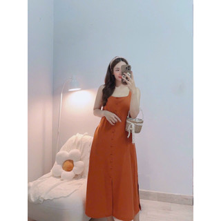 ĐẦM MAXI XẺ TÀ PHỐI NÚT KIỂU