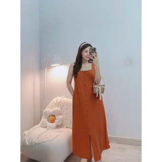 ĐẦM MAXI XẺ TÀ PHỐI NÚT KIỂU