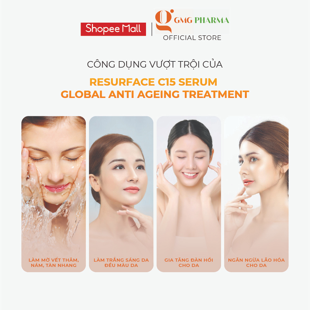 Serum Vitamin C15 sáng da, ngăn ngừa lão hóa Canova Resurface C15 Serum - Global Treatment Anti- Ageing 30ml