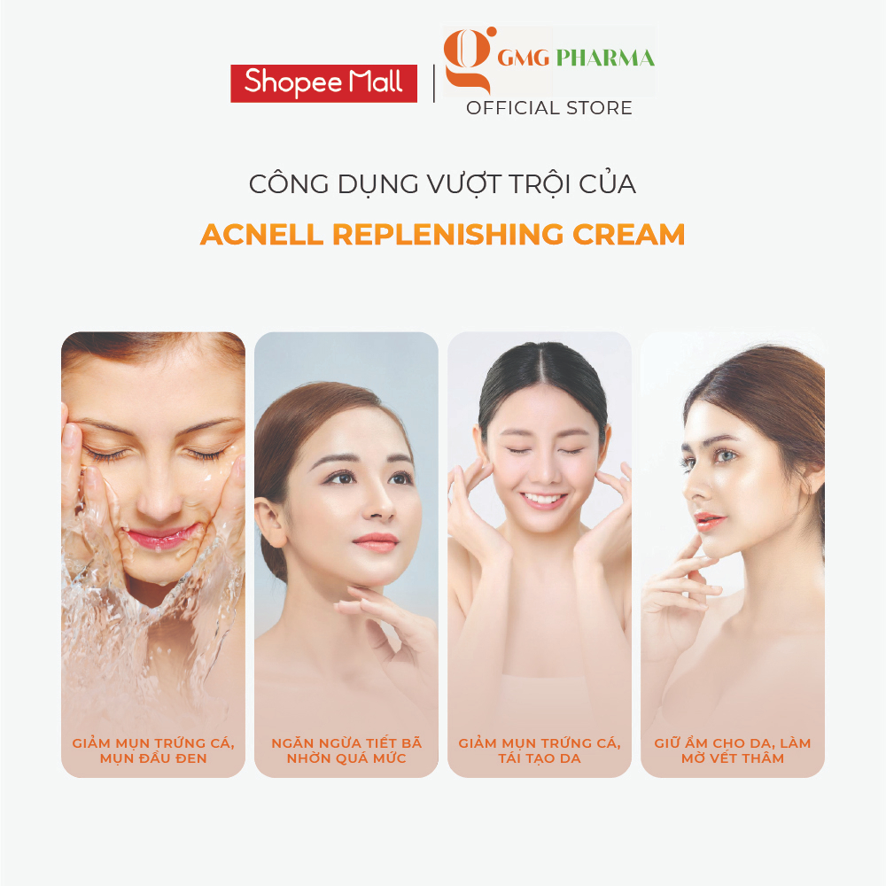 Kem ngừa mụn ban đêm dành cho da mụn, da kích ứng, nhạy cảm Canova Acnell- Replenishing Cream 50ml