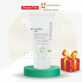Kem chống nắng ngừa mụn ban ngày dành cho da mụn, da kích ứng nhạy cảm Canova Acnell 50+ Replenishing Cream 50ml