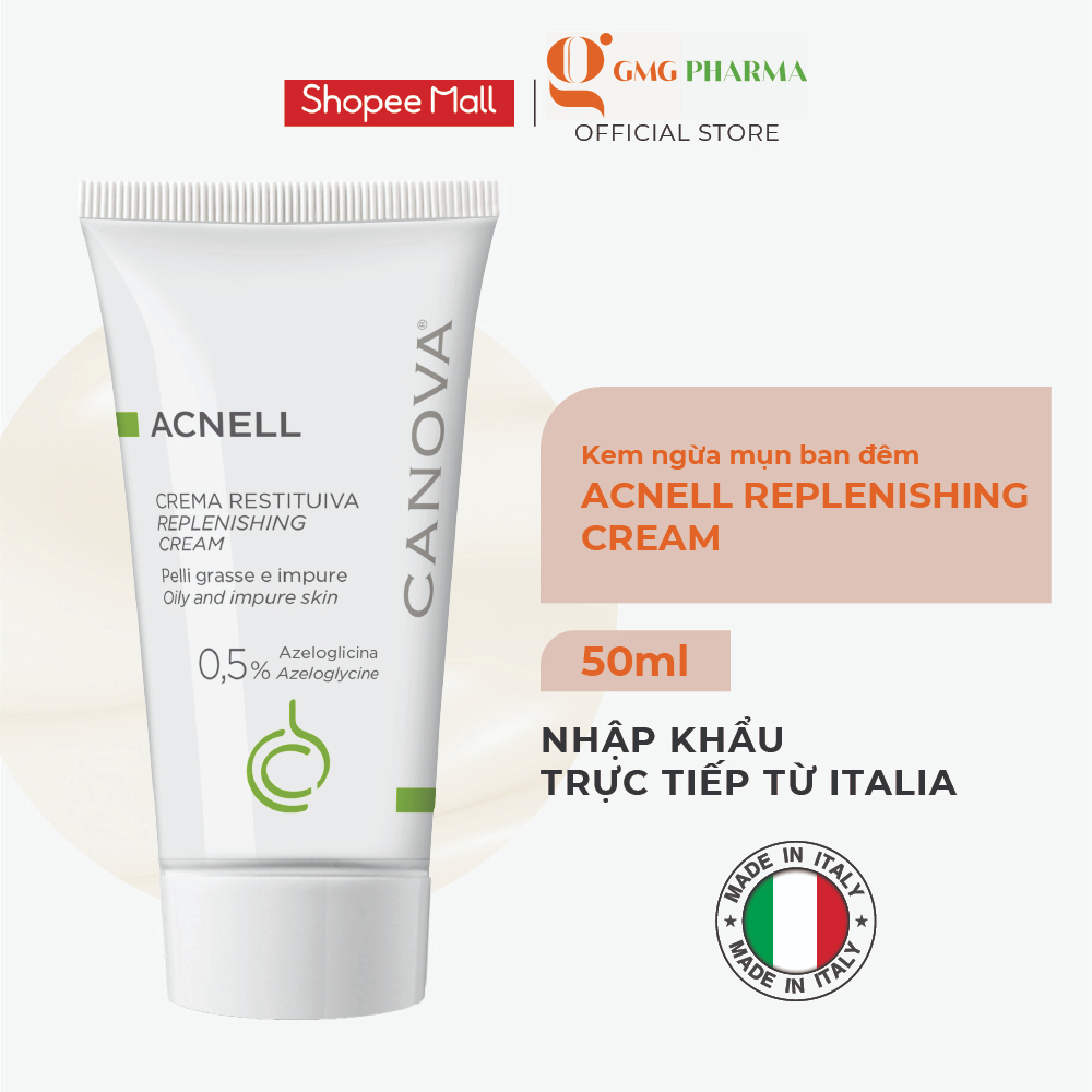 Kem ngừa mụn ban đêm dành cho da mụn, da kích ứng, nhạy cảm Canova Acnell- Replenishing Cream 50ml