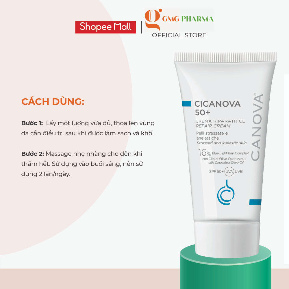 Kem sẹo ban ngày giảm nguy cơ hình thành sẹo Canova Cicanova 50+ Crema Riparatrice, Repair Cream 50ml
