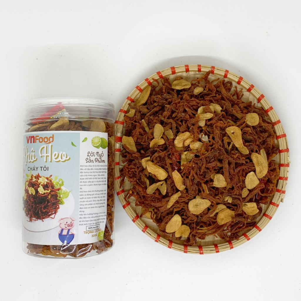 Khô Heo, Khô Lợn Cháy Tỏi 300-1000Gr | Đồ Ăn Vặt VnFood | Khô Heo Ăn Vặt