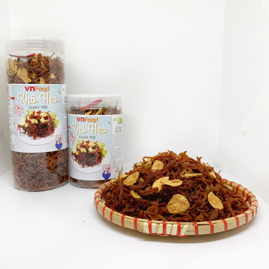Khô Heo, Khô Lợn Cháy Tỏi 300-1000Gr | Đồ Ăn Vặt VnFood | Khô Heo Ăn Vặt