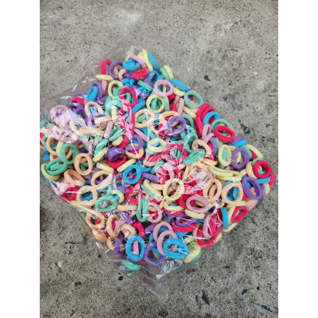 Túi 100GR tầm 500 sợi thun buộc tóc vải cho bé 1.5-2cm