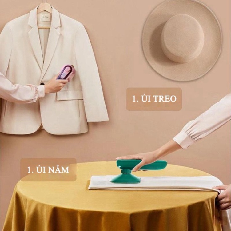 Bàn Là Ủi Hơi Nước Cầm Tay Du Lịch xanh Gọn Nhẹ Công Suất 33w, Bàn Là Hơi Nước Cầm Tay Bảo Hành Chính Hãng