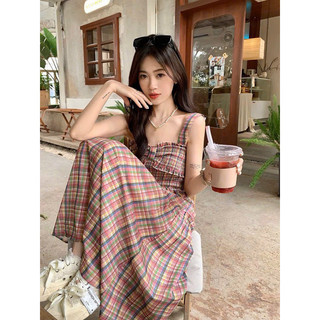 [Ảnh Thật] Đầm dây caro nơ