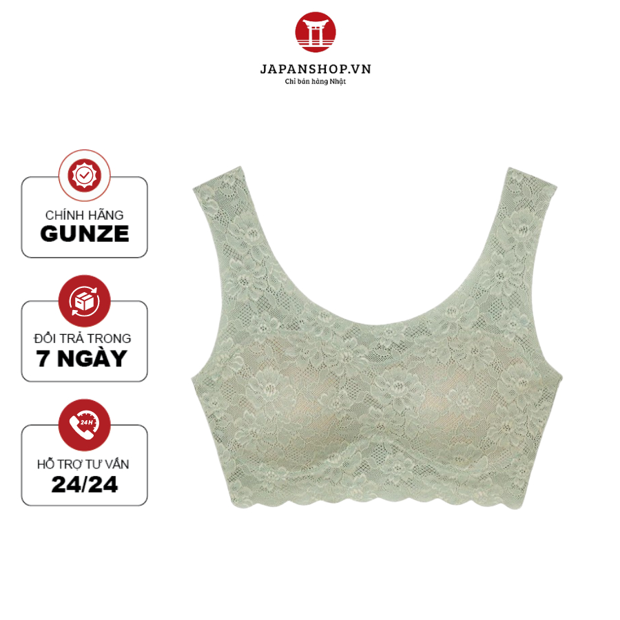 Áo lót nữ ren Halftop Cherish Moon Gunze TC4855 không gọng, không đường viền, không móc cài nội địa Nhật
