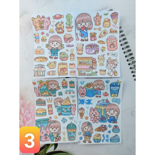 SET 4 miếng dán sticker hoạt hình chibi, CHƯA CẮT