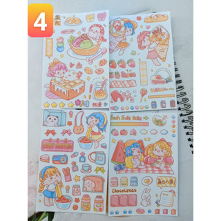 SET 4 miếng dán sticker hoạt hình chibi, CHƯA CẮT