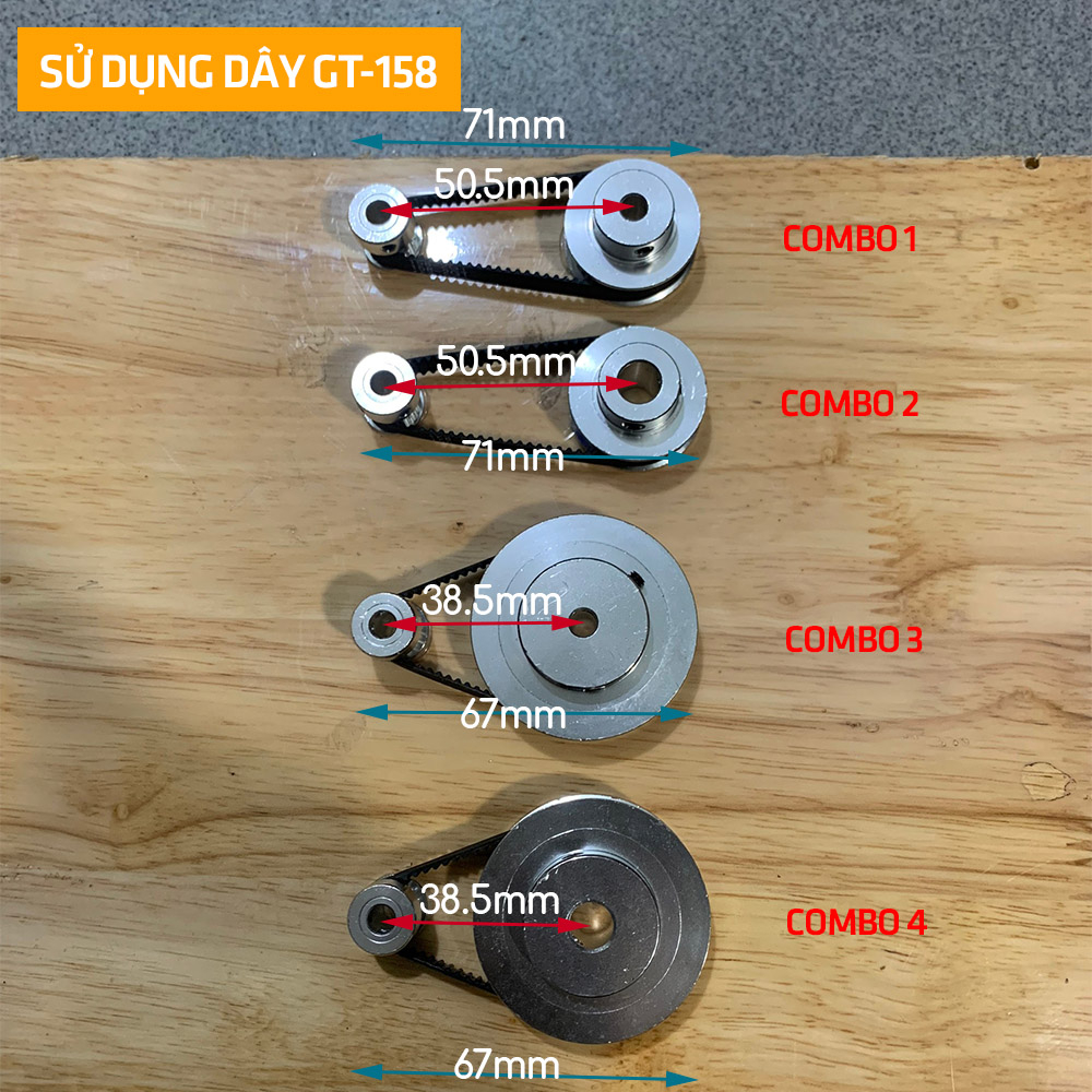 Combo bộ puly bánh răng dây đai GT2 16 răng 40 60 5mm 8mm