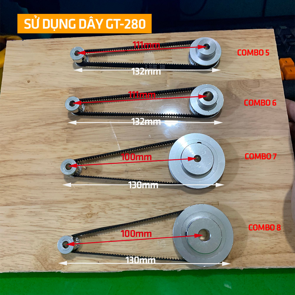 Combo bộ puly bánh răng dây đai GT2 16 răng 40 60 5mm 8mm