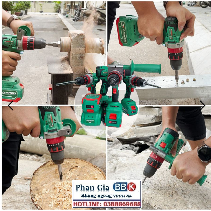 Máy Khoan pin 3 chức năng HIMOKI HM-ID13200BL đàu kẹp 13 li-Động cơ từ mạnh mẽ-Sản phẩm bảo hành chính hãng