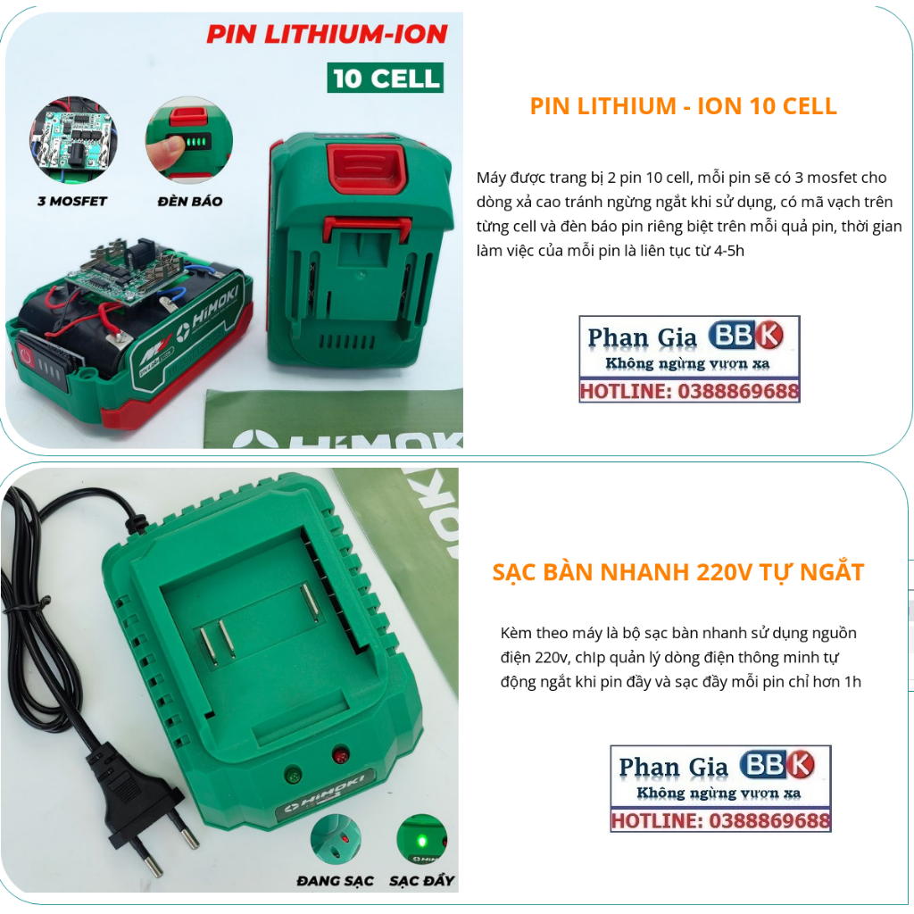 Máy Khoan pin 3 chức năng HIMOKI HM-ID13200BL đàu kẹp 13 li-Động cơ từ mạnh mẽ-Sản phẩm bảo hành chính hãng