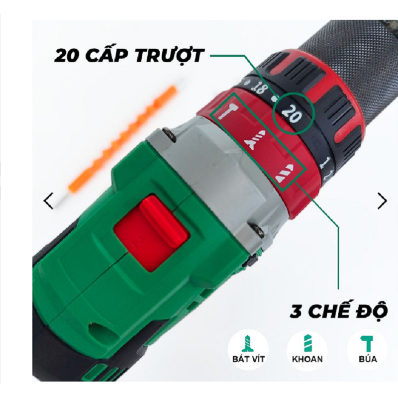 Máy Khoan pin 3 chức năng HIMOKI HM-ID13200BL đàu kẹp 13 li-Động cơ từ mạnh mẽ-Sản phẩm bảo hành chính hãng