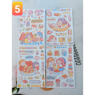 SET 4 miếng dán sticker hoạt hình chibi, CHƯA CẮT