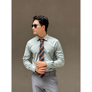 Áo sơ mi tay dài Cotton sợi cỏ vân chìm Musland Jande tiệc tùng công sở xuống phố