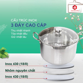 Nồi Inox 3 Đáy Fivestar Nắp Kính Sử Dụng Được Trên Mọi Loại Bếp