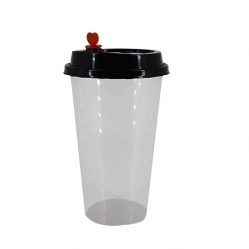 Ly nhựa nắp tim/ Ly nhựa cầu vồng nắp tim 500ml