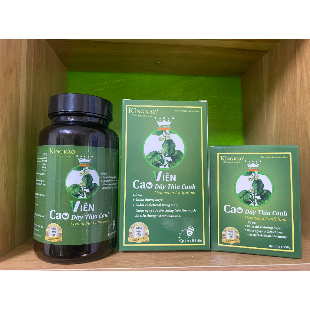 Dây thìa canh Lá To Kingkao viên nén cao cấp hỗ trợ hạ tiểu đường ngăn biến chứng giảm huyết áp mỡ máu men gan cao