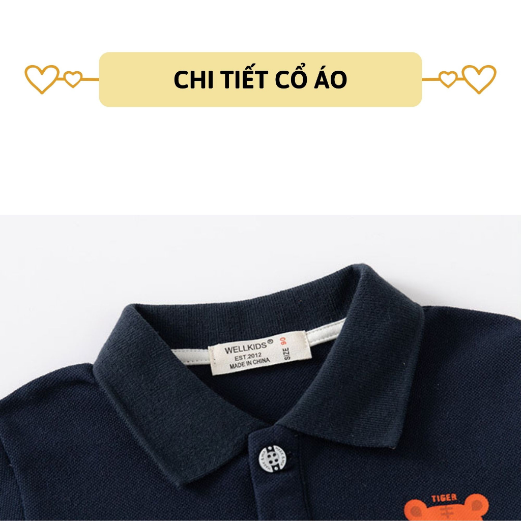 Áo Polo bé trai ngắn tay 27Kids WELLKIDS thun sơ mi cộc nam cho trẻ từ 2-8 tuổi BSPO4