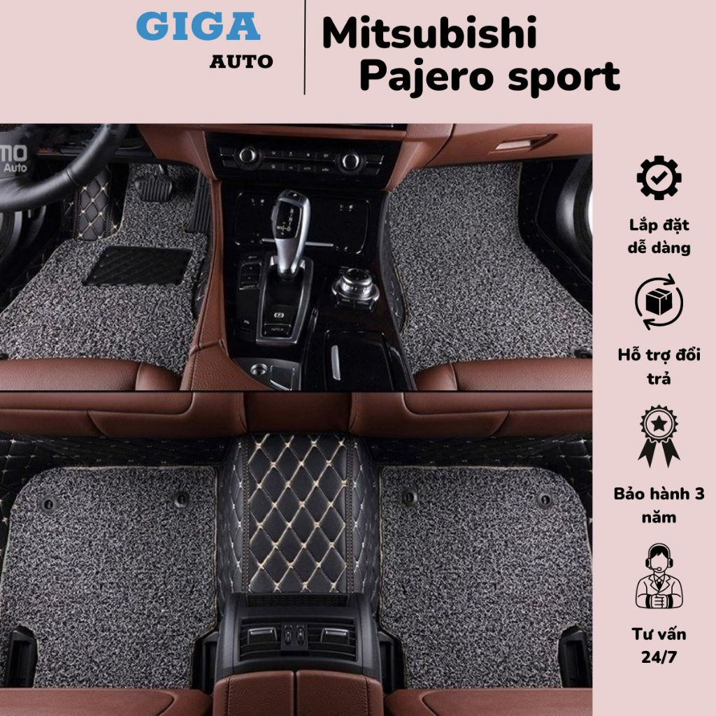 Thảm lót sàn ô tô 5D 6D Mitsubishi Pajero sport 2017-2021 chống nước không mùi trải kín xe bảo hành 10 năm