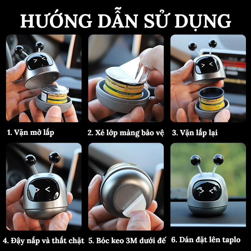 Sáp Thơm Ô Tô ROBOT Để Taplo Trang Trí Khử Mùi Nội Thất Xe Hơi VERSION 5