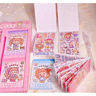Sổ Sticker 12 tờ hình cô gái và bạn gấu cute ngẫu nhiên