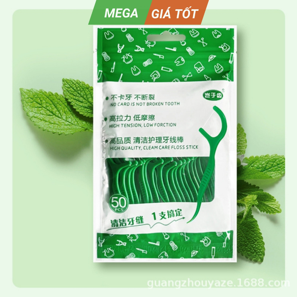 Tăm Chỉ Nha Khoa Nhật Bản Gói 50 Cây Loại Sạch Mảng Bám Thức Ăn Nằm Sâu Trong Kẽ Răng Ngăn Ngừa Hôi Miệng Sâu Răng