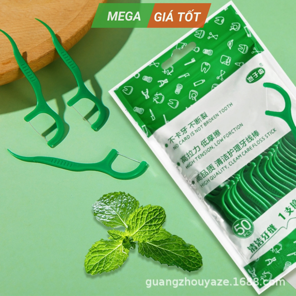 Tăm Chỉ Nha Khoa Nhật Bản Gói 50 Cây Loại Sạch Mảng Bám Thức Ăn Nằm Sâu Trong Kẽ Răng Ngăn Ngừa Hôi Miệng Sâu Răng
