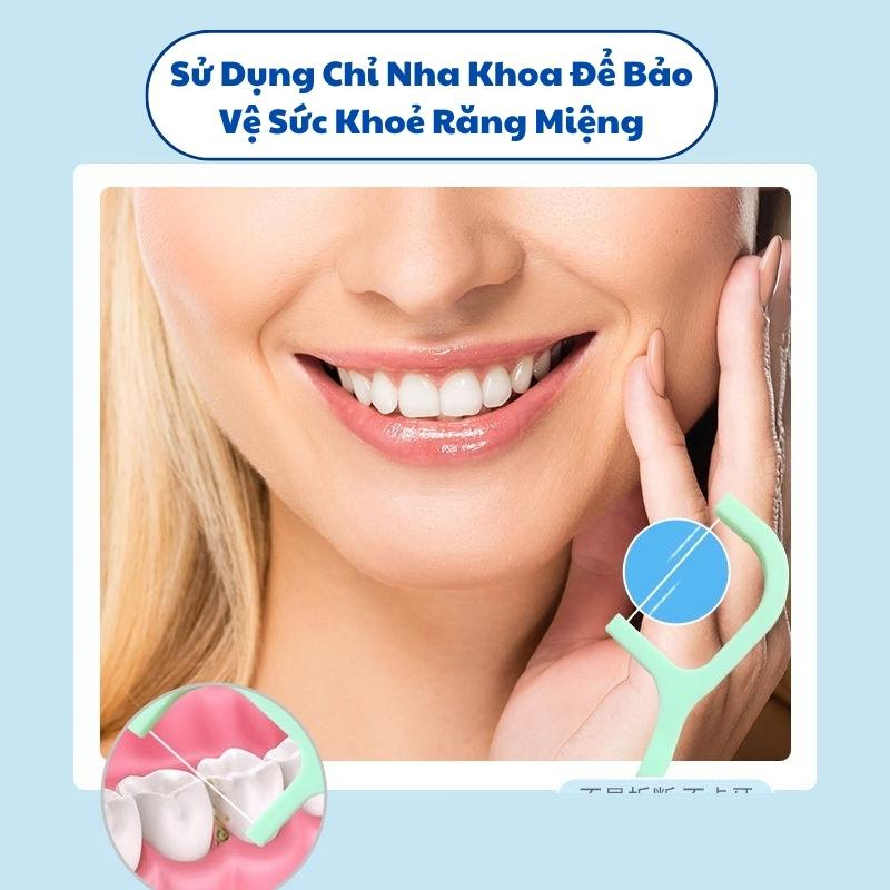 Tăm Chỉ Nha Khoa Bạc Hà Gói 50 Cây Loại Sạch Mảng Bám Thức Ăn Nằm Sâu Trong Kẽ Răng Ngăn Ngừa Hôi Miệng Sâu Răng