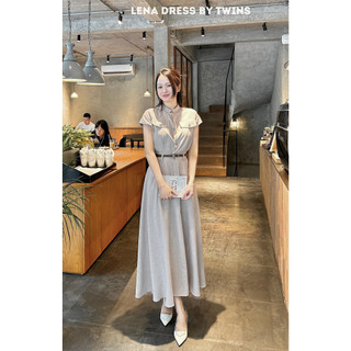 Set váy đầm nữ dáng dài kín đáo công sở tiểu thư dự tiệc khuy đá kim loại thiết kế by Twins (Lena Dress)