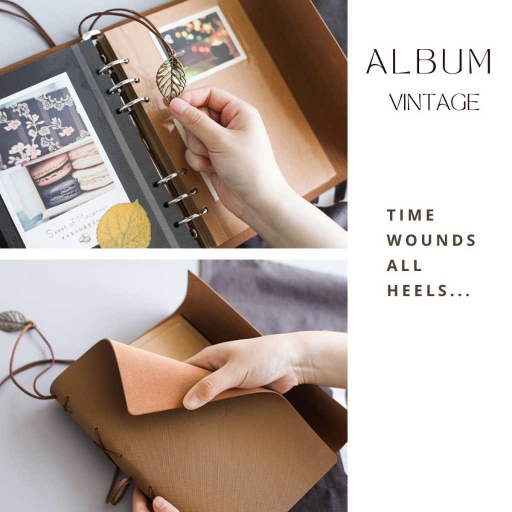 Album ảnh 6x9, 9x12, 10x15 kiểu bìa da Vintage dán ảnh trực tiếp