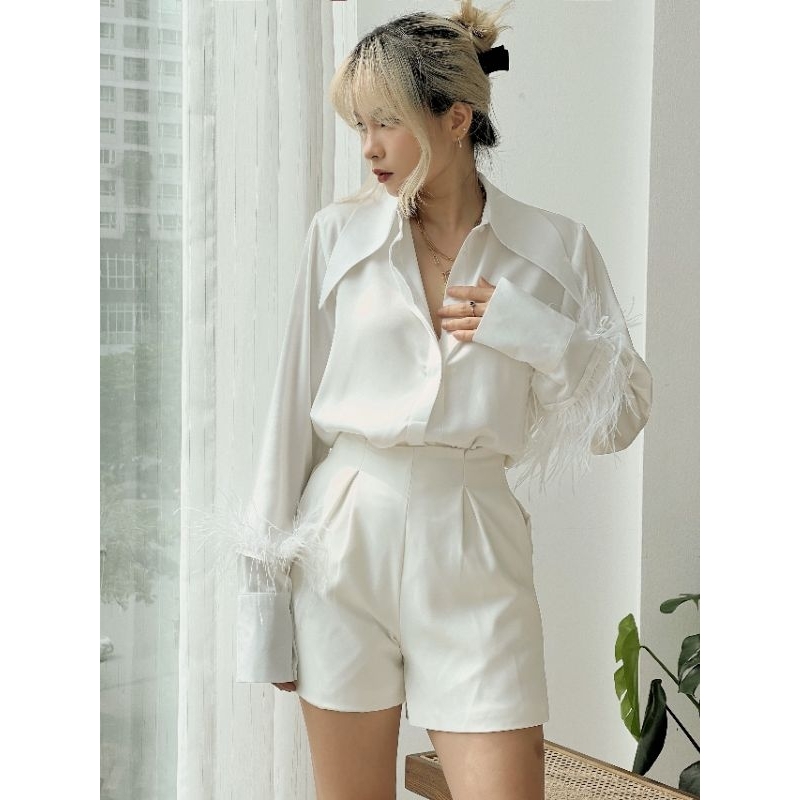 Áo sơmi lụa lông vũ (ảnh thật)