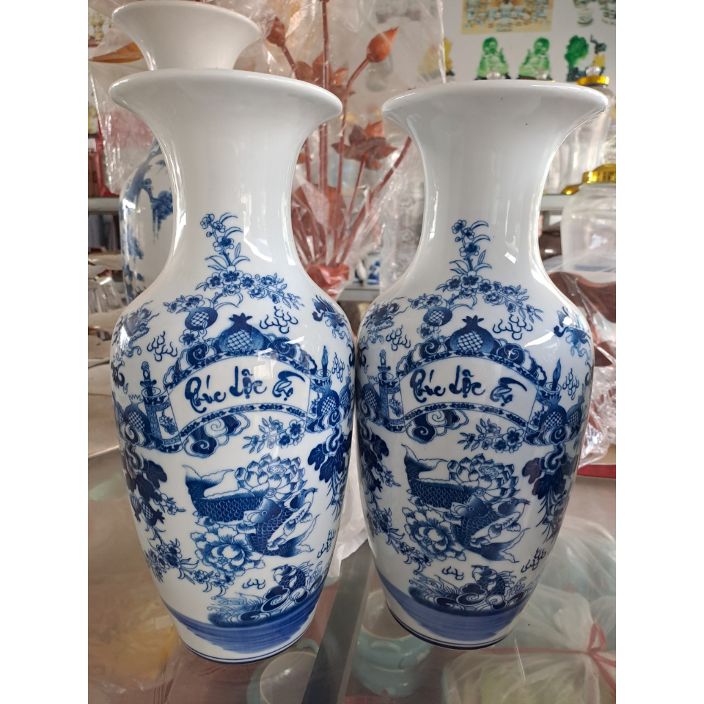 đôi lục bình men lam 40p.
