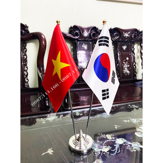 Cờ để bàn đế thép loại cắm 2 cờ các nước tùy chọn