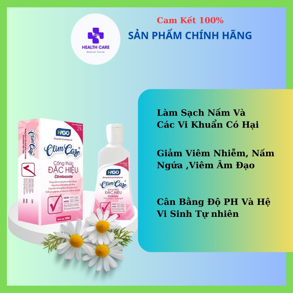 Dung dịch vệ sinh ClimCare HAGO làm sạch viêm nhiễm nấm ngứa khi hư huyết trắng cân bằng độ ph cho âm đạo