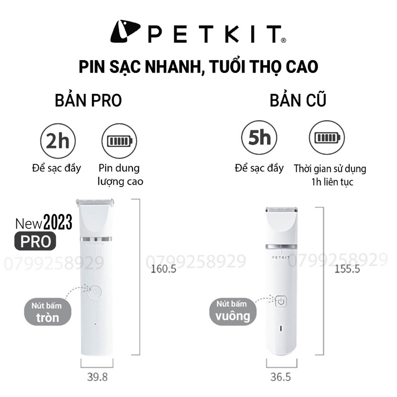 Tông Đơ Đa Năng PETKIT 2in1 Pro 2023 Chuyên Dụng Cắt Tỉa Lông Cho Thú Cưng - HÀNG CHÍNH HÃNG