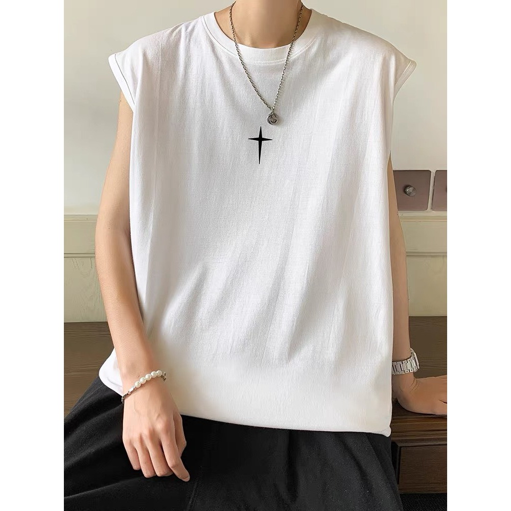 Áo thun unisex thêu chữ thập chất cotton mặc mát - Áo TankTop, Uzangshop