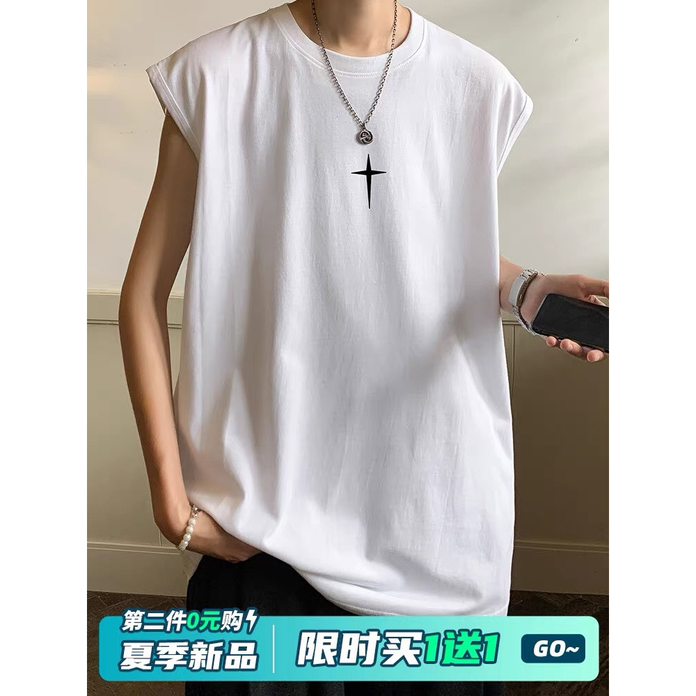 Áo thun unisex thêu chữ thập chất cotton mặc mát - Áo TankTop, Uzangshop